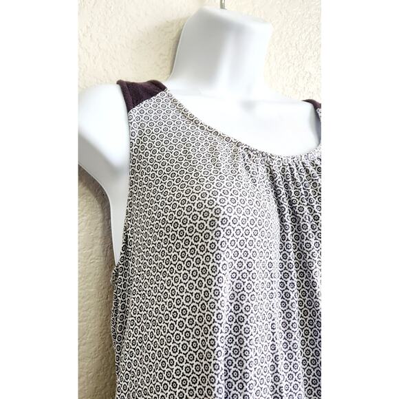 Ellen Tracy Black White Circle Print Sleeveless Mini Dress Small Lightweight - Picture 2 of 5